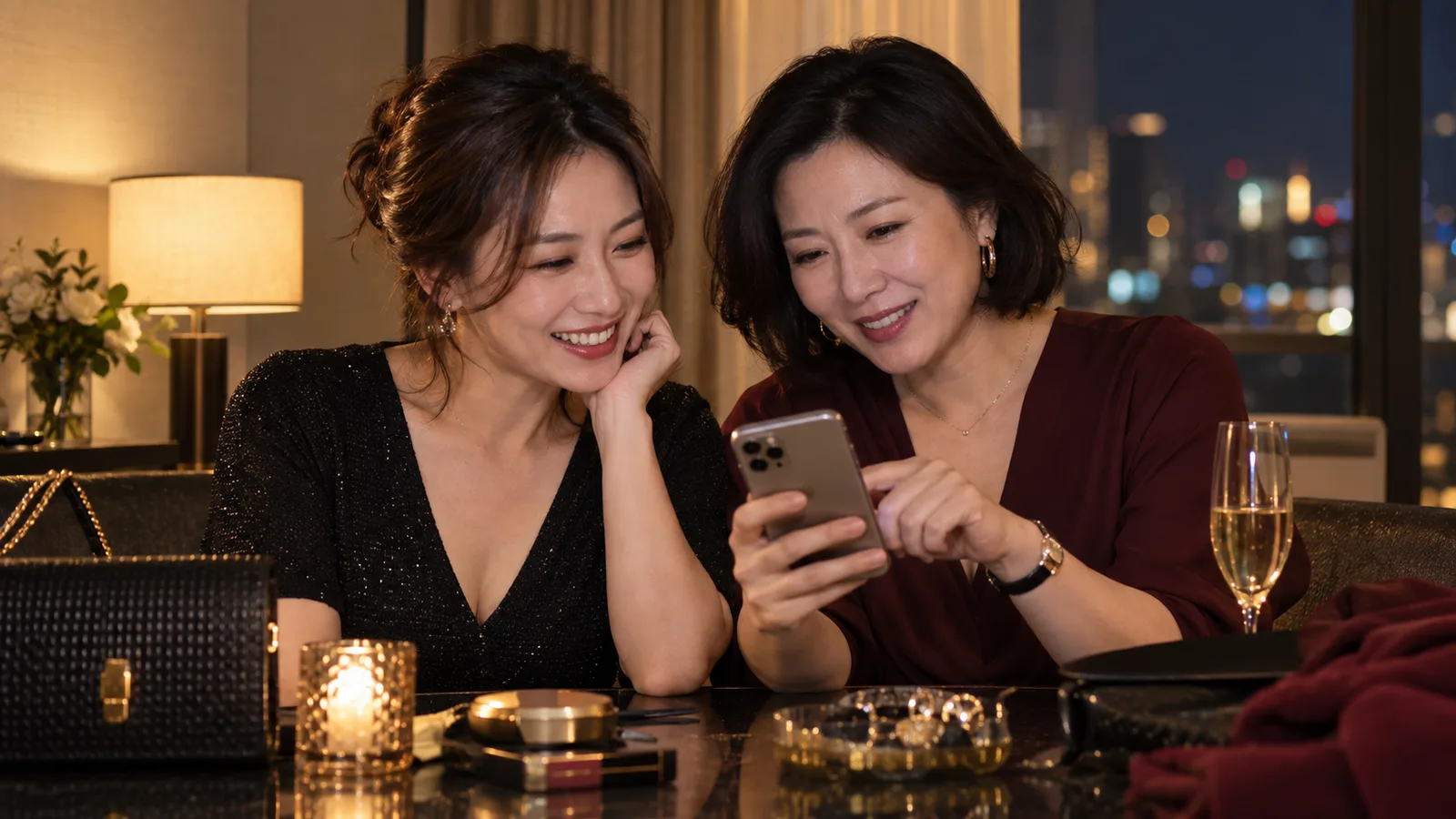 成年女性透過手機與朋友確認聚會地點
